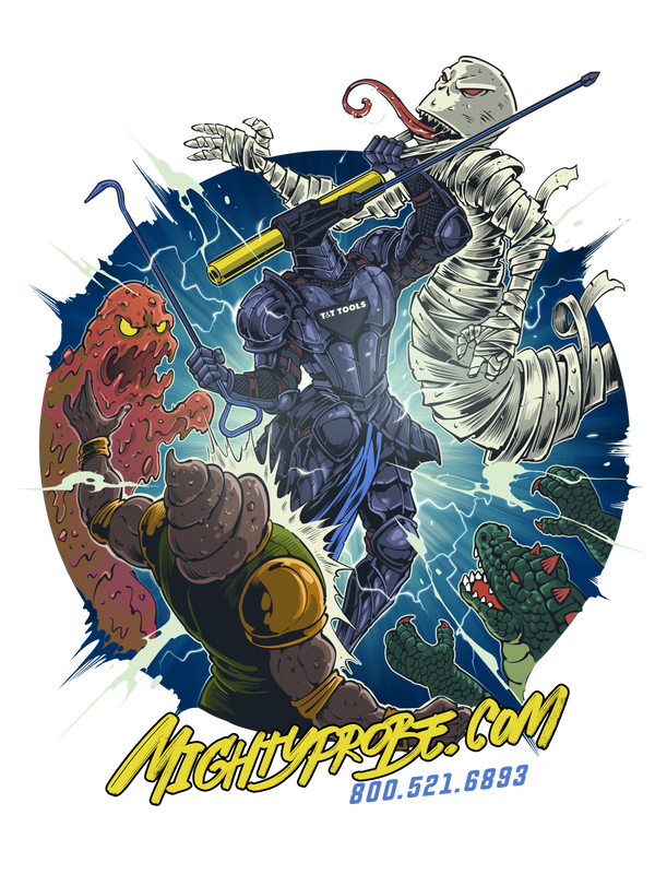 Mighty Probe Battle illustrated T-shirt artwork