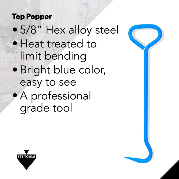 5/8" Top Popper Hex Steel Manhole Hook