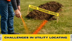 Worker marking underground utility lines before excavation