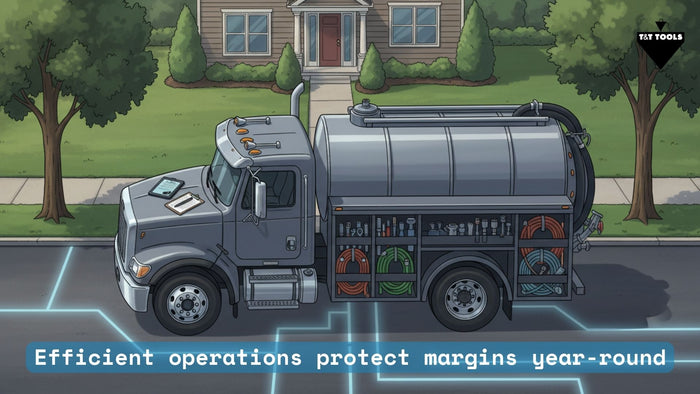 Septic business operations graphic showing how efficient systems improve year-round profitability and margins