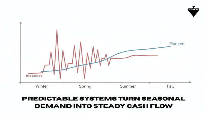 Graph comparing planned versus unplanned septic business scheduling and cash flow stability