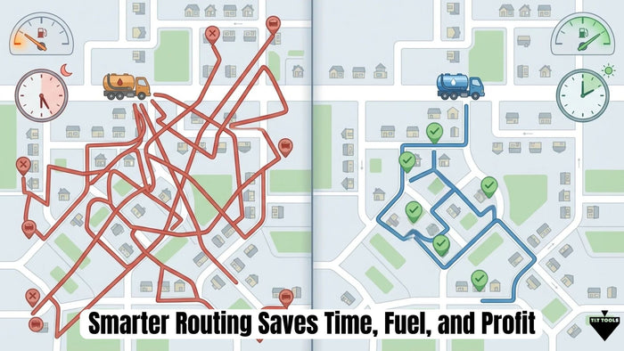 Graphic showing organized septic business operations improving efficiency and profitability