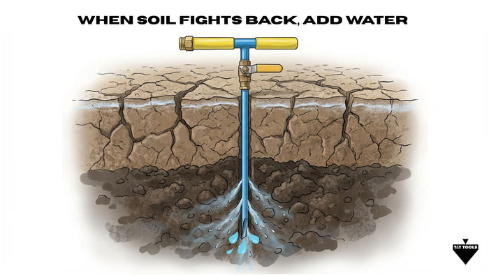Professional soil probe being used in the field for underground locating and probing work