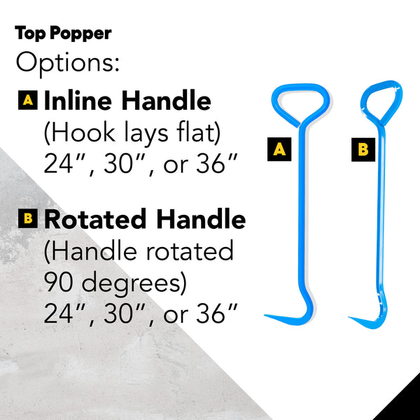T&T Tools Top Popper Options - In Line Hook and Rotated Handle Hook for Manhole Hook